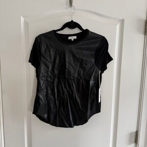 Another Love Vegan Leather Black  Short Sleeve Top